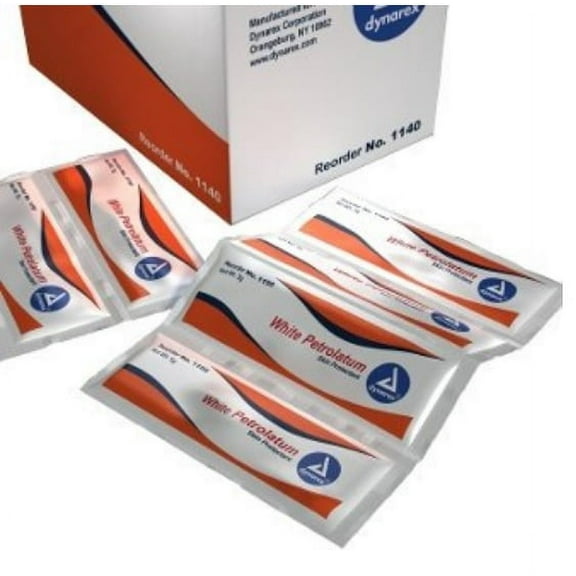 White Petroleum Jelly, Foil Packs, .5 Gram, 144-count, seperate packs By Dynarex