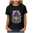 thumbnail image 5 of Women Multicolor Halloween Graphic Print Short Sleeve Crew Neck T-Shirt, Soft Loose Basic Casual Blouse Tops for Daily Autumn Wear and Holiday Party Dressing XXL Black, 5 of 8