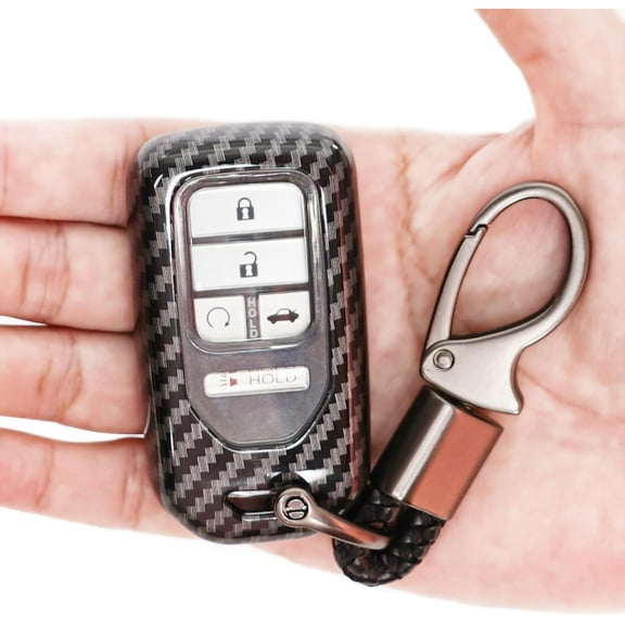 For Honda Key Fob Cover, Premium Hard ABS Carbon Fiber Pattern Car Key Case Protector for 2014-2020 2022 2023 Honda Civic Fit Accord CR-V HR-V Odyssey with Keychain