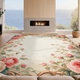 thumbnail image 2 of Design&I 8'x10' Washable Area Rug Snag-Free Pink Vintage Boho Scrolling Vine Frame Blooming Cluster Girly for Dining Room, Large Office, Lounge, 2 of 7