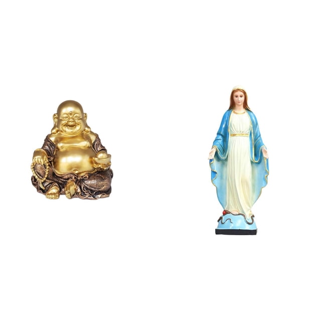 Escultura religiosa de Buda Maitreya con María sonriente, adorno de mesa Feng Shui para fiestas de aniversario, manualidades católicas, dormitorio y o