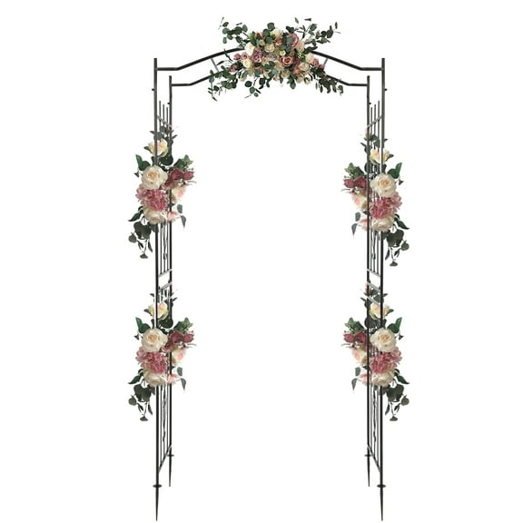 HiiKaa 92'' H x 44'' W Garden Arch Arbor Trellis for Outdoor,Trellis Plants Support with Metal Durable Iron Use for Climbing Plants with Decorative Wire Lattice,Black