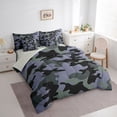 thumbnail image 3 of Homewish Camo Camouflage Bedding Comforter Set 7-Piece for Teens Female Men,Abstract Geometric King Bedding Sets,Green Black Grey Ultra Soft Bed Sheets,Breathable Home Decor,Reversible, 3 of 8