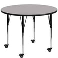 thumbnail image 1 of Mobile 60'' Round Grey Thermal Laminate Activity Table - Standard Height Adjustable Legs, 1 of 3