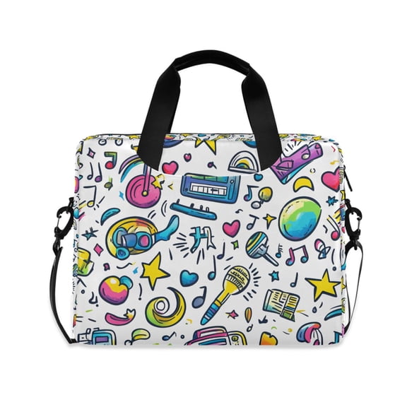 FORMRS 16" Laptop Bag Carrying Sleeve Case with Handle Travel Shoulder Briefcase, Blue Doodle Pattern