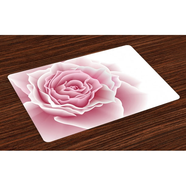 Light Pink Placemats Set of 4 Romantic Rose Petals Beauty Bouquet