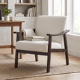 thumbnail image 2 of HOQBN Modern Armchair with High Back,Upholstered Living Room Chairs with Solid Wood Legs,Leisure Reading Chair for Living Room, Bedroom,White, 2 of 8