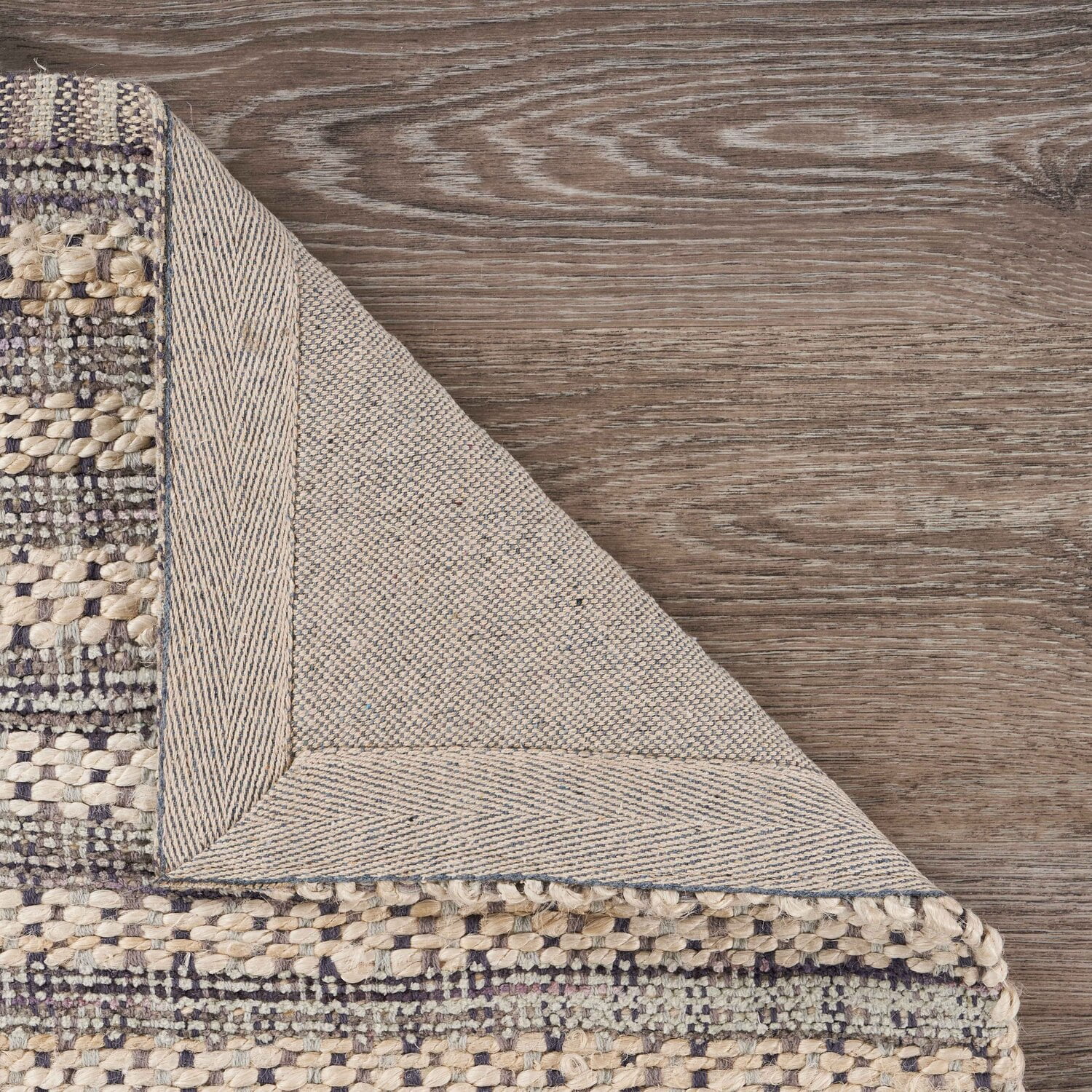 LR Home Blessy Drea Bleach & Brown Transitional Striped Jute Blend Area Rug, 9' x 12'