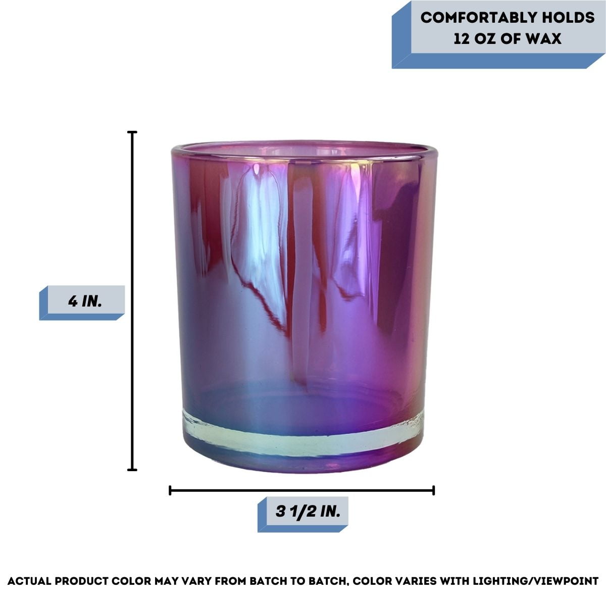 14 oz. Havana Iridescent Pixie Empty Candle making Jar candle vessels for DIY candle-making projects (Box of 12) FREE SHIPPING
