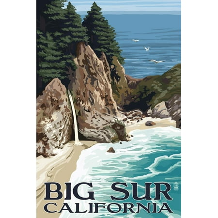 Big Sur, California - McWay Falls Travel Advertisement Print Wall Art By Lantern (Best Fall In California)