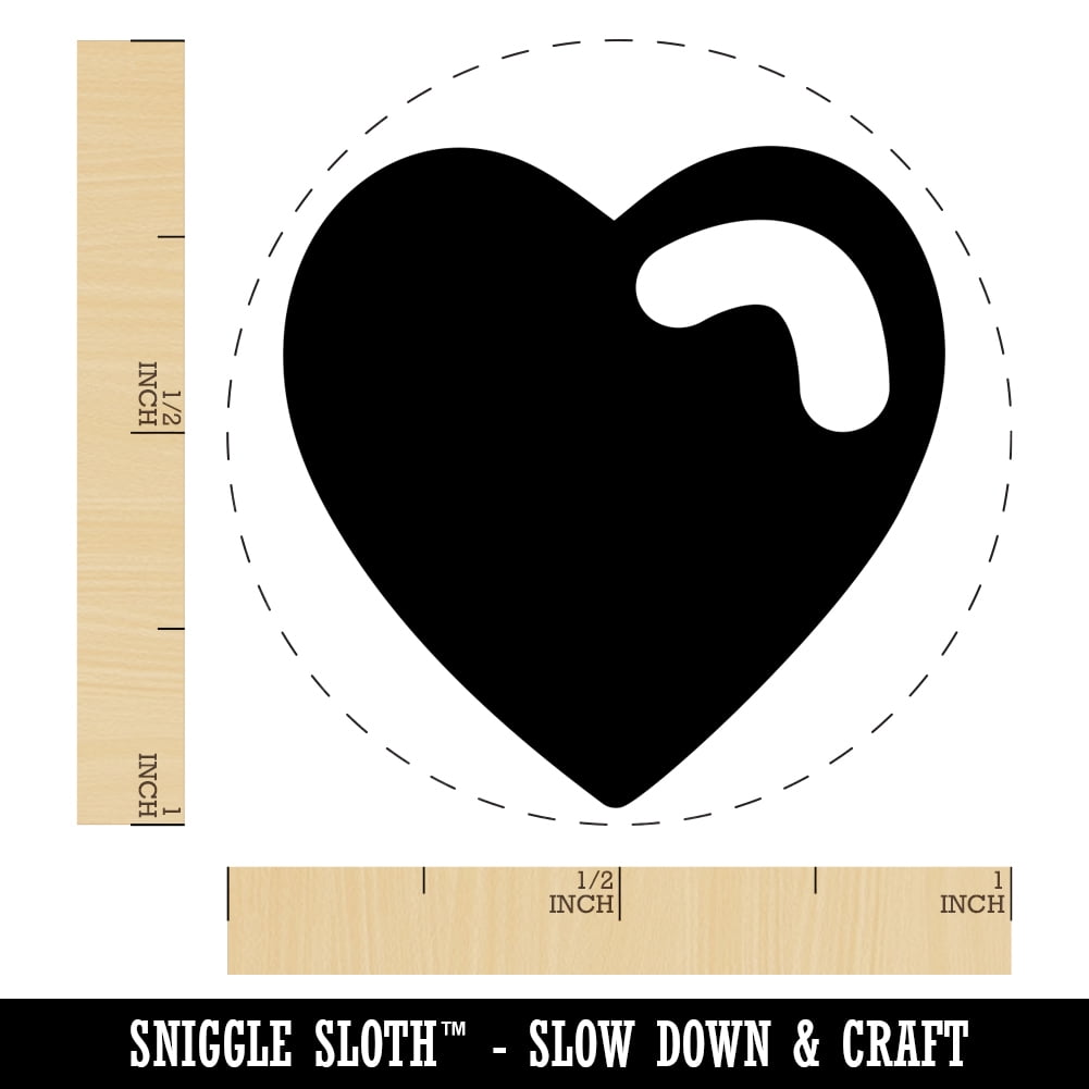 Heart with Swoop Self-Inking Rubber Stamp Ink Stamper - Brown Ink - Medium 1 Inch