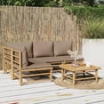 thumbnail image 1 of vidaXL 5 Piece Garden Lounge Set with Taupe Cushions Bamboo, 1 of 4