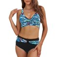 thumbnail image 1 of LAICAIW Womens Two Piece Swimsuits Wrap Front Bikini High Waisted Bottom Tummy Control Bathing Suits Vintage Print Swimwear, 1 of 6
