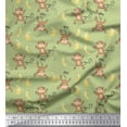 thumbnail image 1 of Soimoi Silk Fabric Banana & Monkey Kids Printed Fabric 1 Yard 42 Inch Wide, 1 of 1