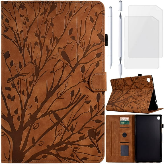 for Lenovo Idea Tab 11" (2025) TB336ZU/TB336FU Leather Case Embossed Tree Bird Folio Cover, Auto Sleep/Wake, Non-slip Stand Support, Stylus Pen Card Slot, Soft TPU Shell, Screen Protector