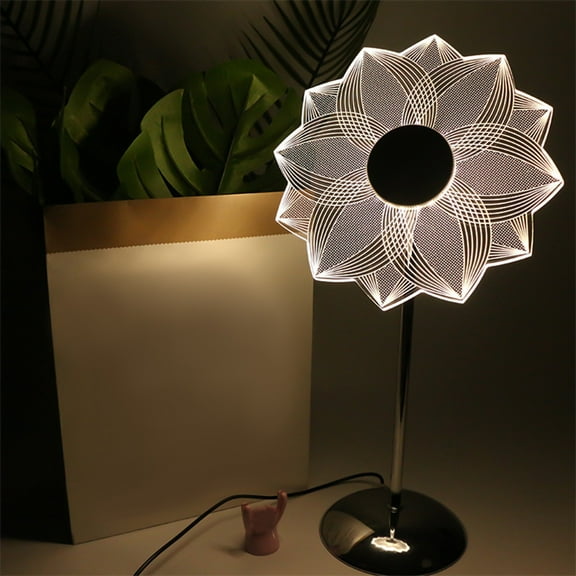 Hwkond Desk Lamp, Transparent Flower Table Lamp, Six Leaves Table Lamp , Gift Bedroom Bedside Night Light Clearance Sale