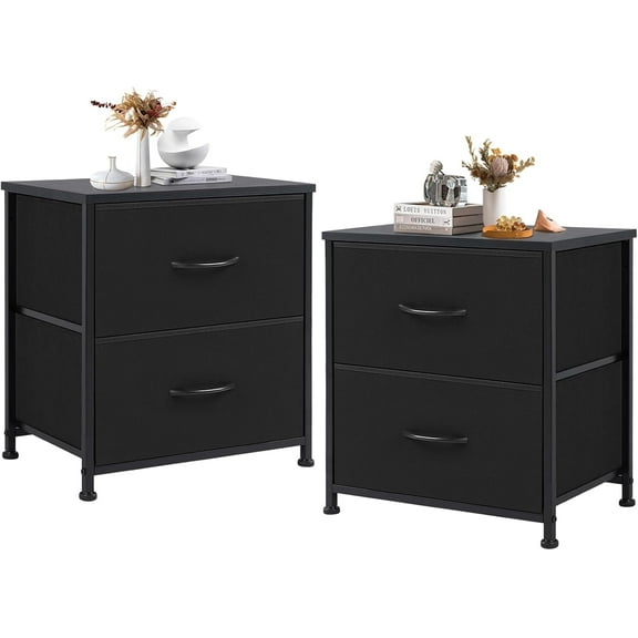 Simenmax Nightstand Set 2, 2 Drawer Dresser for Bedroom, Bedside Furniture, End Table for Bedroom, Closet, Entryway, Black