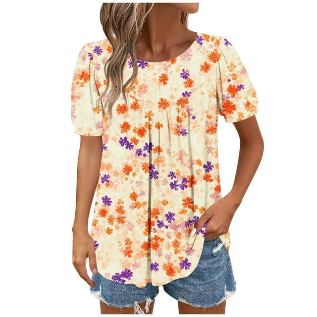 Économies en Liquidation! BEFOKA Hauts Grande Taille pour Femmes en Liquidation, Blouse Décontractée d'Été T-shirt pour Femmes, Manches Courtes à Col Rond pour Printemps et Été