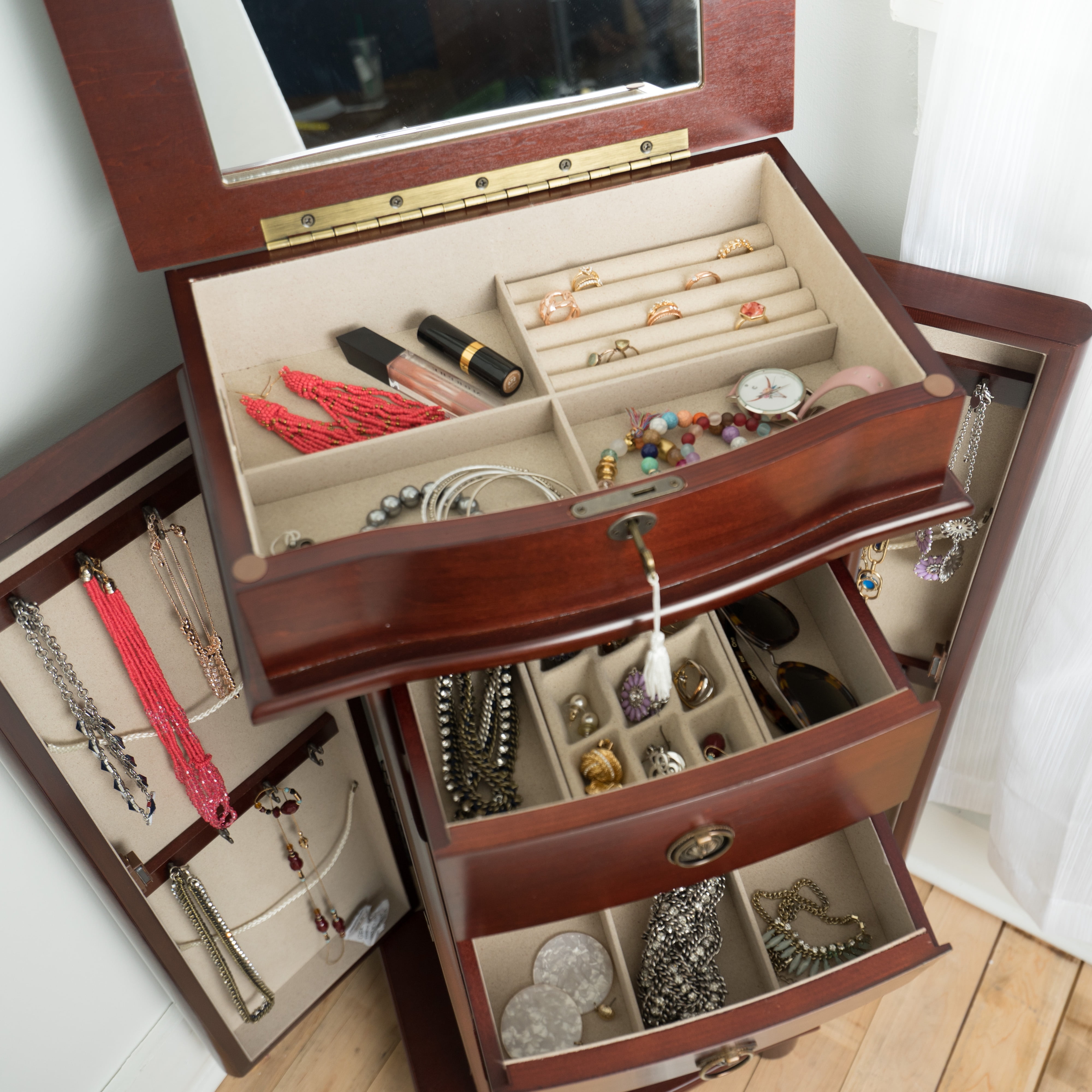 Hives honey nora standing jewelry armoire walnut