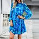 thumbnail image 3 of Vestido Minivestido informal para mujer, vestido holgado con cordones y fruncido, elegante traje de vacaciones Kuymtek Azul T S para Mujer, 3 of 7