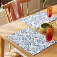 thumbnail image 4 of Blue Purple Leaf Placemats Set&nbsp;of&nbsp;12 Botanical Leaves Vintage Watercolor Heat Insulation Washable Place Mats, Rustic Non-Slip Table Mats for Dining Table Party Kitchen Decor,13x19 Inch, 4 of 9