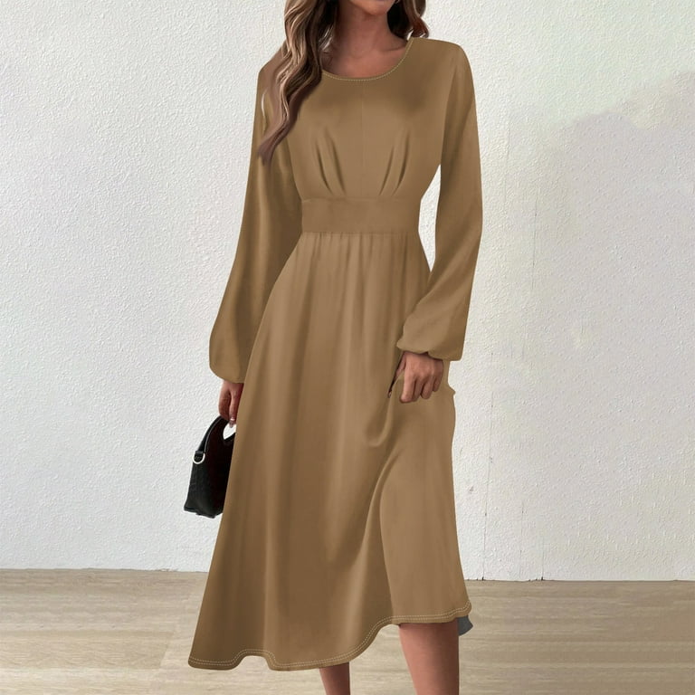 Fonma Women's Long Sleeves Maxi Dress Plain Empire Waist Casual Dress Loose Fall/Winter Dresses Light Brown M - Walmart.com Fonma Women's Long Sleeves Maxi Dress Plain Empire Waist Casual Dress Loose Fall/Winter Dresses Light Brown M - Walmart.com
