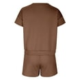 thumbnail image 4 of Nrmvnmi 2 Piece Sets for Women Outfits Short Sleeve Round Neck Solid Color Trendy Casual Sports Tracksuit Loungewear Set Womens Short Sets for Summer Coffee XLMothers Day Gifts, 4 of 5