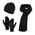 thumbnail image 2 of ZHOGXU Winter Beanie Hat Scarf Gloves Set For Women And Men Solid Color Caps Long Scarf Touchscreen Gloves Knitted Warm Comfortable Outfits 3 Pack For Daily Wear Black One Size, 2 of 4