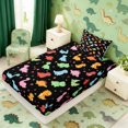 thumbnail image 2 of Manfei Cute Cartoon Dino Animals Twin Fitted Sheet,Lovely Flowers Bedding,Black Green,2-Piece,1 Fitted Sheet and 1 Pillowcase, 2 of 6