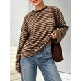 thumbnail image 3 of WIHOLL Long Sleeve Shirts for Women Plus Size Crewneck Sweatshirts Fashion Striped Pullovers Casual Loose Fit Fall Spring Tunic Tops, 3 of 9