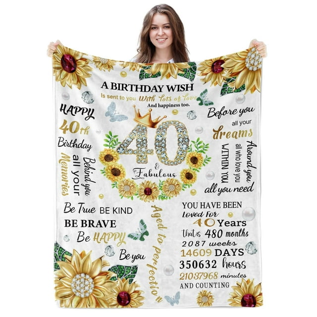 LHSHID 60th Birthday Gifts for Women 60th Birthday Gift Ideas Sunflower Throw Blanket Gifts for 60 Year Old Woman Blankets Gifts for Women Turning 60 60th Birthday Decorations for Mum Friend 60x80in
