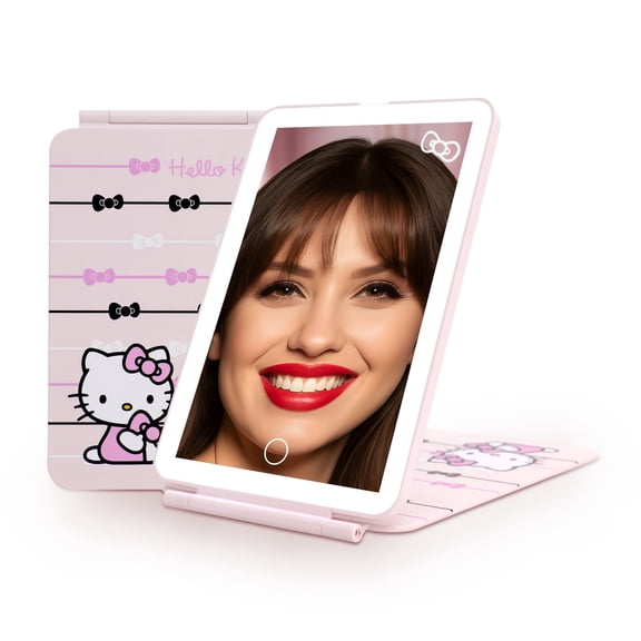 Impressions Vanity Hello Kitty  Ribbon TouchPad Mini LED Makeup Mirror with Tri Tone LED Lighting
