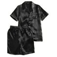 thumbnail image 3 of Arvbitana Men Summer Pajamas Set, Solid Color Short Sleeve Button Top+Short Pants Sleepwear Suit, 3 of 4