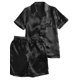 thumbnail image 3 of SAYOO Traje de pijama para hombres, chaqueta de boton de manga corta de color solido + pantalones cortos SAYOO  moda, 3 of 5
