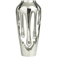 thumbnail image 6 of DecMode 15" Abstract Drip Silver Aluminum Metal Vase with Melting Designed Body, 6 of 13