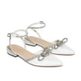 thumbnail image 7 of Dream Pairs Women’s Pointed-Toe Flats – Rhinestone Bow Dress Shoes with Ankle Strap, 7 of 7