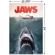 Jaws - One Sheet Wall Poster with Push Pins, 22.375 x 34
