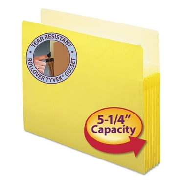 Smead 5 1/4 Inch Expansion Colored File Pocket, Straight Tab, Letter, Yellow, 1ea