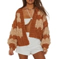 thumbnail image 1 of Women Button Down Sweater V Neck Cable Knit Crop Cardigan Cute Oversized Jumper Pullover Top Aesthetic Clothes Knitwear, 1 of 10