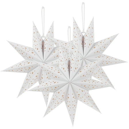 UEETEK 3pcs Paper Star Hanging Lampshade Decorative Lighting For Outdoor Space Decoration