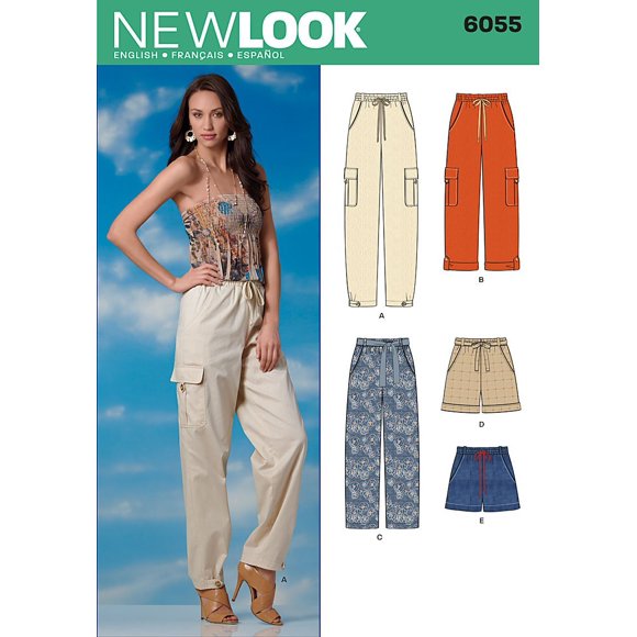 New Look 6055 Patrón de costura para pantalones y pantalones cortos de mujer, talla A (6-8-10-12-14-16)