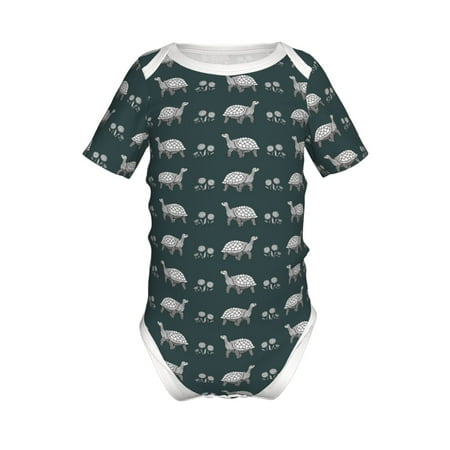 

Lukts Turtle Chrysanthemum Print Baby Short Sleeve Romper Onesie for Newborn Baby Boys and Girls-12 Months