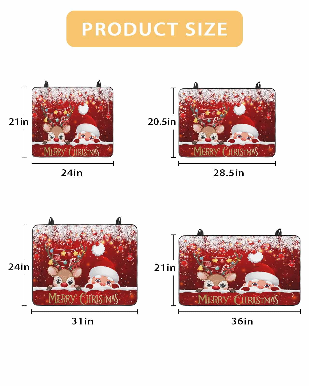 Large Induction Cooktop Protector Mat Red Christmas Stove Top Covers for Electric Stove, Santa Claus Deer Snowflake Pine Branches Ball Decorative Stove Burner Cover Mats, Glass Top Stove Cover