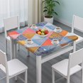 thumbnail image 3 of Decorative Floral Print Square Tablecloth with Elastic Border, 36x36 Inch Boho Design for Card Tables and Patio Dining Settings, 3 of 6