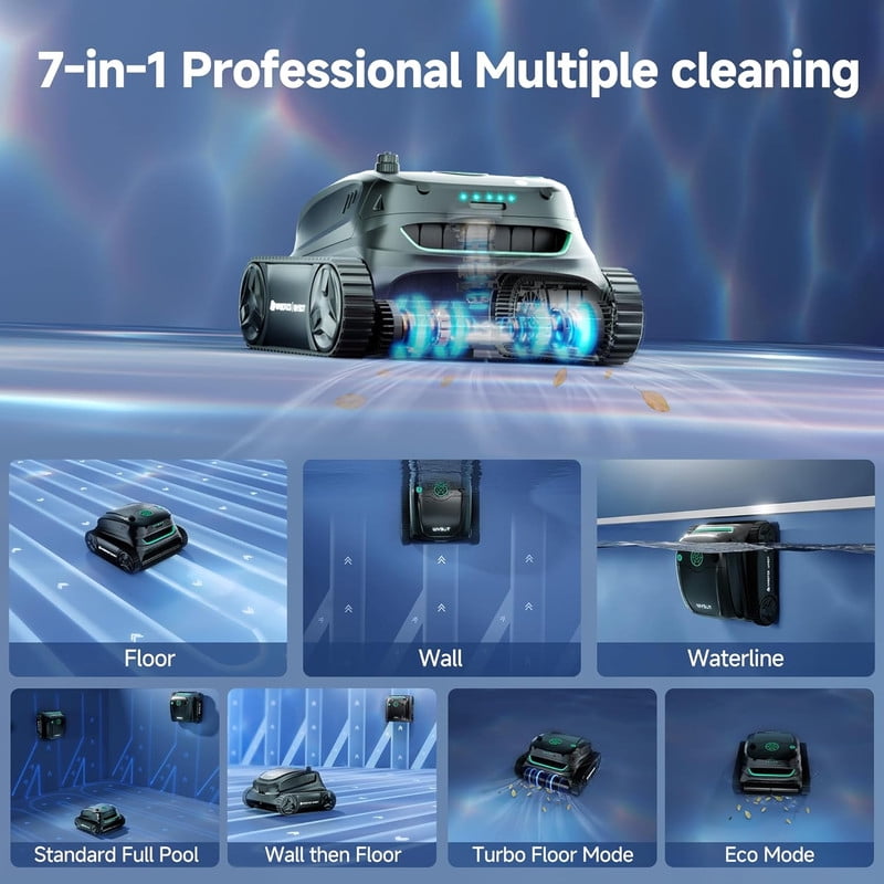 WYBOT S2 Solar Robotic Pool Cleaner with Solar-Powered Charging Dock, 3D Adsorption System