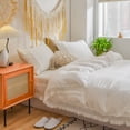 thumbnail image 2 of Move Over White Macrame Tassel Bedding Sets Queen Boho Chic Washed Microfiber Tassel Patern Duvet Cover No Filling, 2 of 8