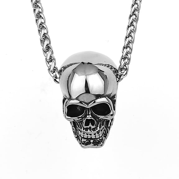 Men’s Skull Pendant Necklace – Titanium Steel, Hip Hop Punk Style, Hypoallergenic, Durable Fashion Jewelry for Men