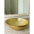 thumbnail image 4 of Gold Wave-Patterned Art Glass Vessel Sink with Pop-Up Drain – Handcrafted Luxe Design, Ideal for Bathroom Vanity Upgrades | Model LAV-FWS108, 4 of 5