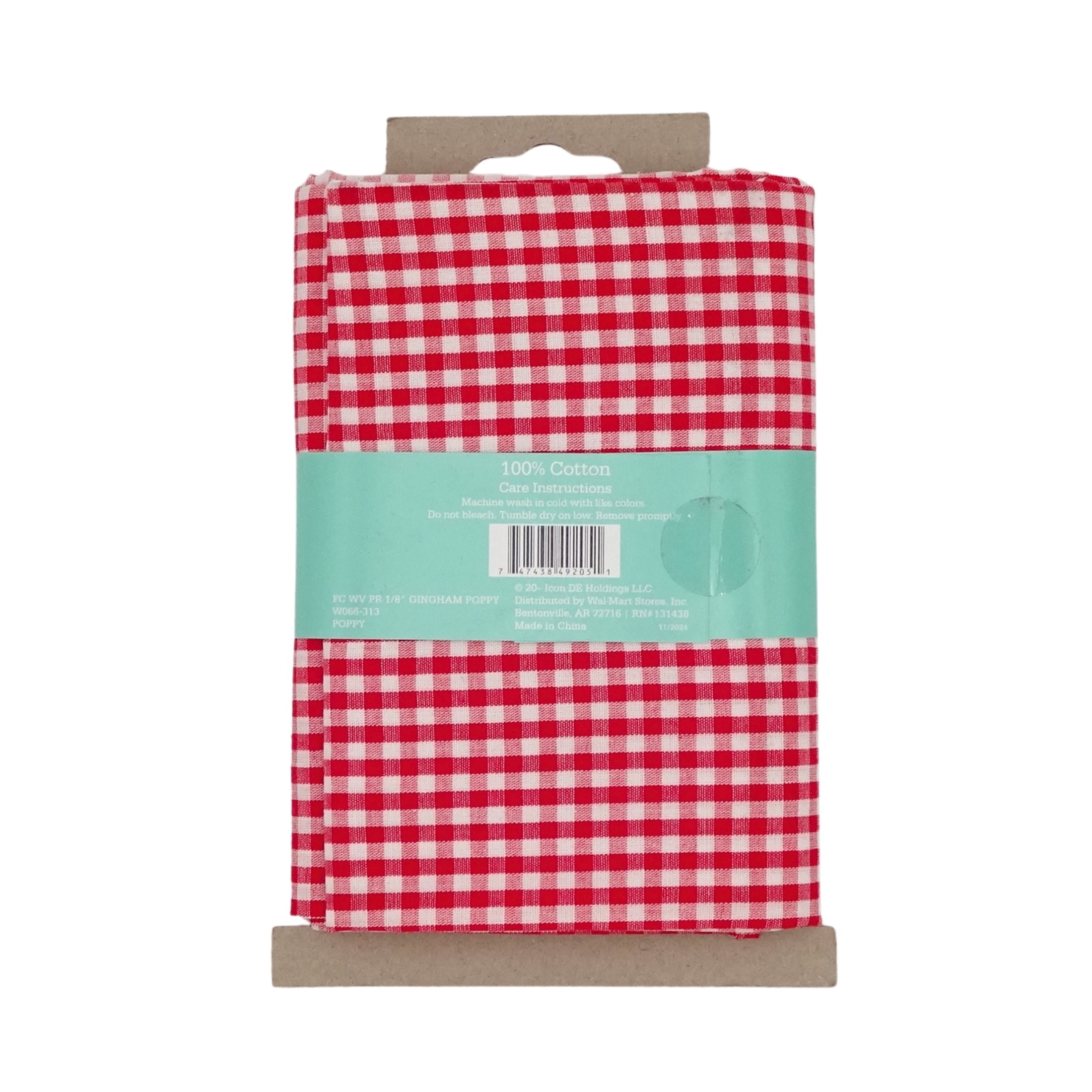 Waverly Inspirations 1 Yard Cut 100% Cotton Small Gingham Print Fabric, Poppy Red, 44" Wide for Quilting & Sewing