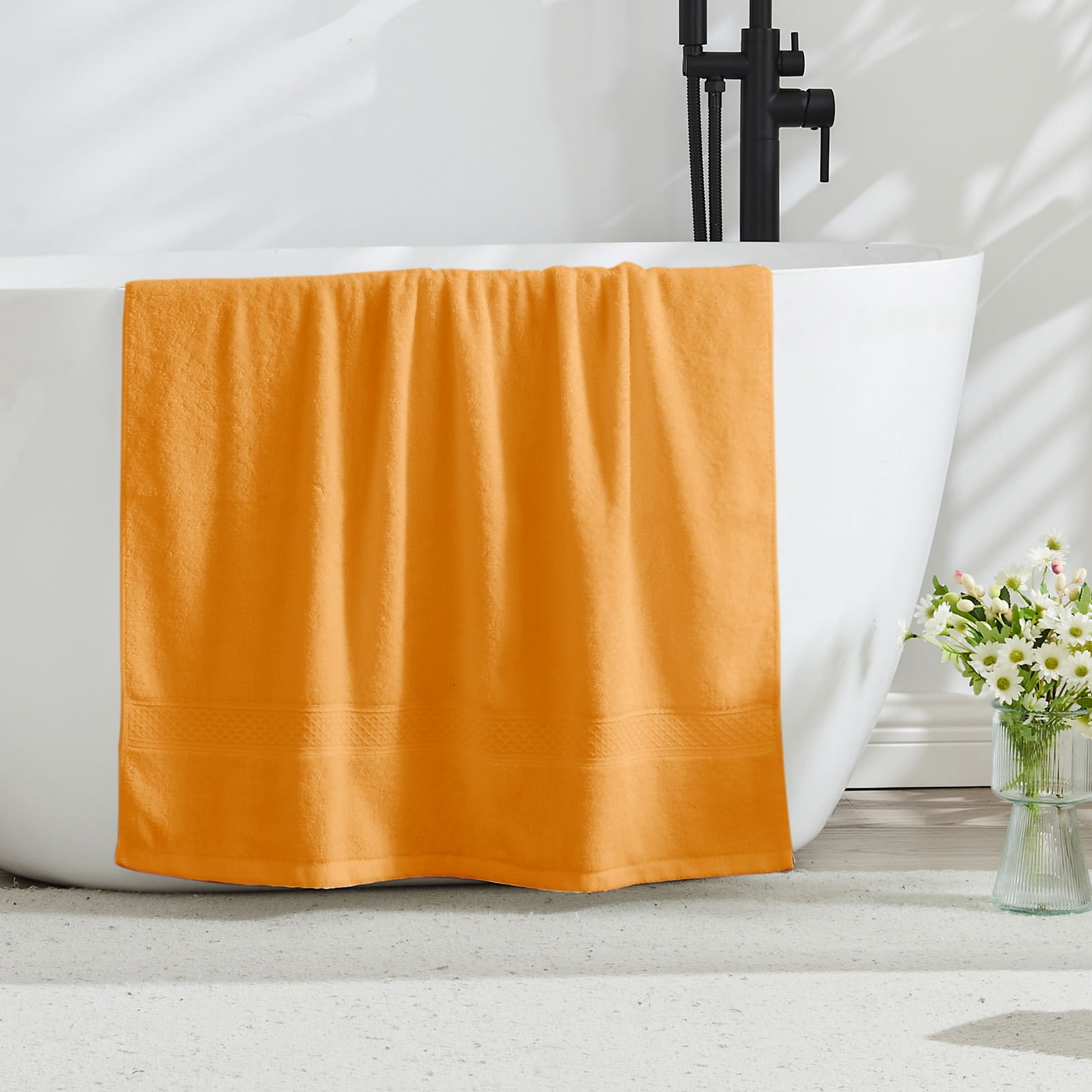Gogreen 100% Cotton Bath Towel Sets of 8 Pieces, 2 Bath Towels 2 Hand Towels 4 Washcloths, Highly Absorbent Towels for Bathroom, Gym, Hotel (Orange)
